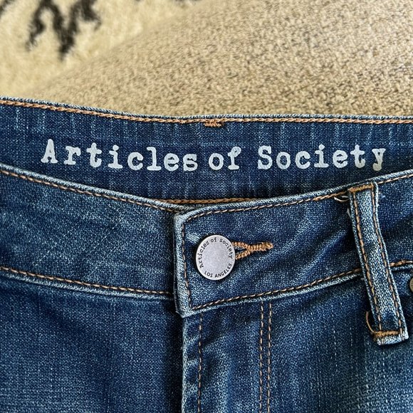 Articles of Society Suzie Lucia Bohemian Step Crop Flare Blue Denim Jeans - Picture 6 of 16